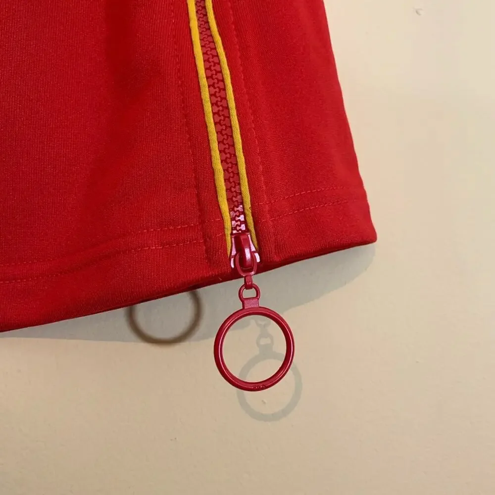 FILA NEW NWT Violeta Red and Yellow Retro Style Mini Skirt Womens Size Small